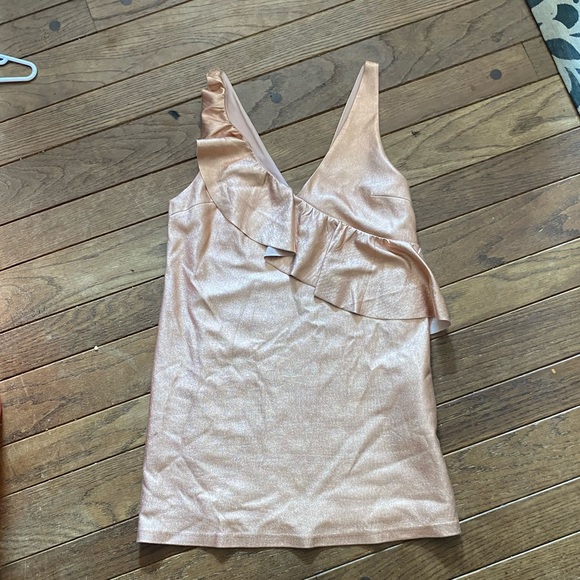 Zara Metallic Ruffle Mini Dress - Picture 4 of 6